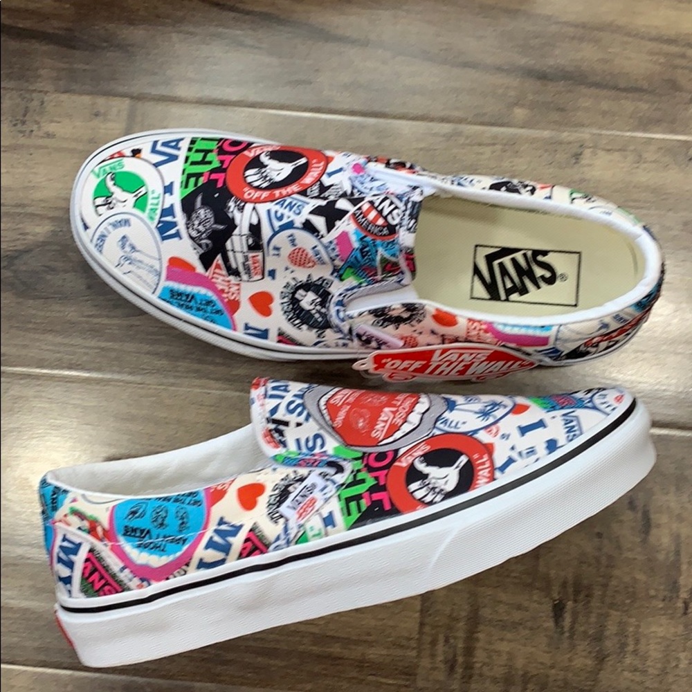 Vans WMNS Classic Slip-On Vans Mash Up Sticker Sneakers - Picture 1 of 16